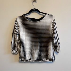 J. Crew black and white stripe bow back top